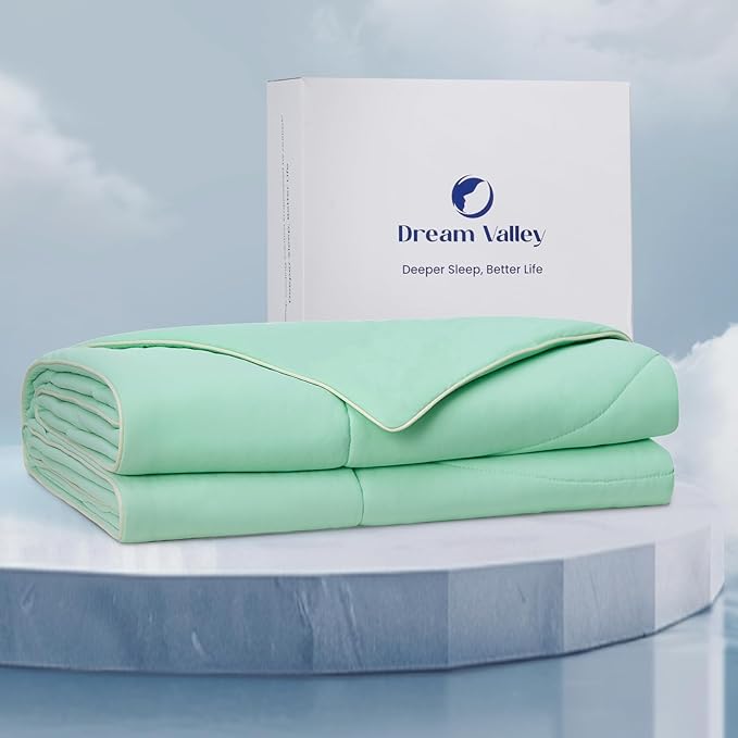 Dream Valley®Outlast®Deepsleep Cooling Comforter, Full/Queen Size, NASA-Grade Space Technology Cooling Blanket for Hot Sleepers Night Sweats, Q-Max > 0.45 Aerocool™Breathable, Mint Macaron, 90"x90"