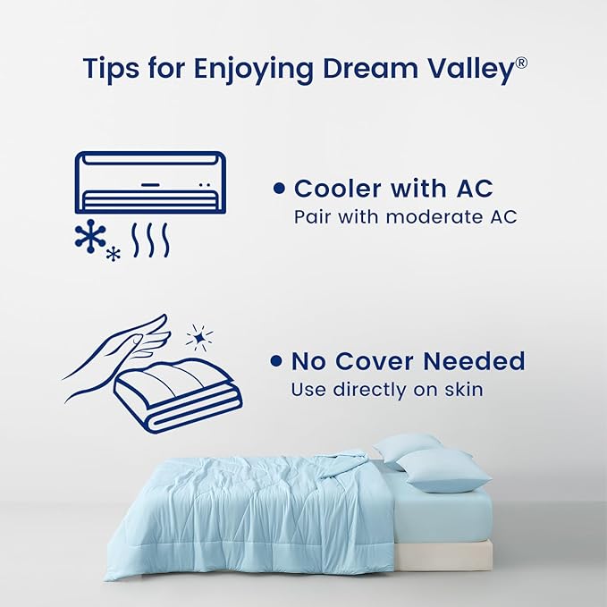 Dream Valley®Outlast®Deepsleep Cooling Comforter, King Size, NASA-Grade Space Technology Cooling Blanket for Hot Sleepers Night Sweats, Q-Max > 0.45 Aerocool™Breathable, Ice Blue, 106"x90"