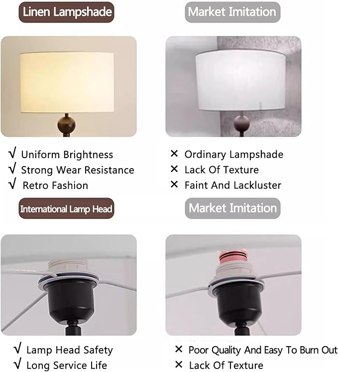 Floor Lamp for Living Room Bedroom with 3 Color Dimming Farmhouse Industrial Floor Lamp Elegant Nickel Finish Reading Floor Lamps Suitable for Living Room Bedroom Office