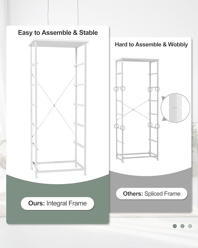 Crestlive Products Tall Dresser for Bedroom Vertical Storage Tower - Sturdy Steel Frame, Wood Top, Easy Pull Fabric Bins, Handles - Organizer Unit for Hallway, Entryway, Closets - 6 Drawers (White)