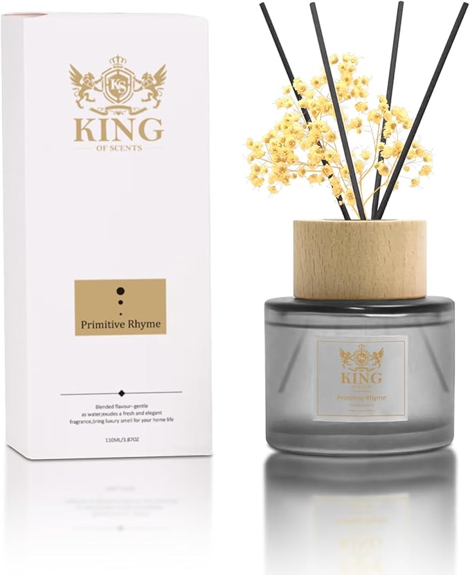 Reed Diffuser (200ml) Primitive Rhyme Reed Diffuser Set,Reed Diffuser & Oil Diffuser Sticks with Flower, Aromatherapy, Home & Kitchen Décor,Fragrance and Gifts - Pack of 3