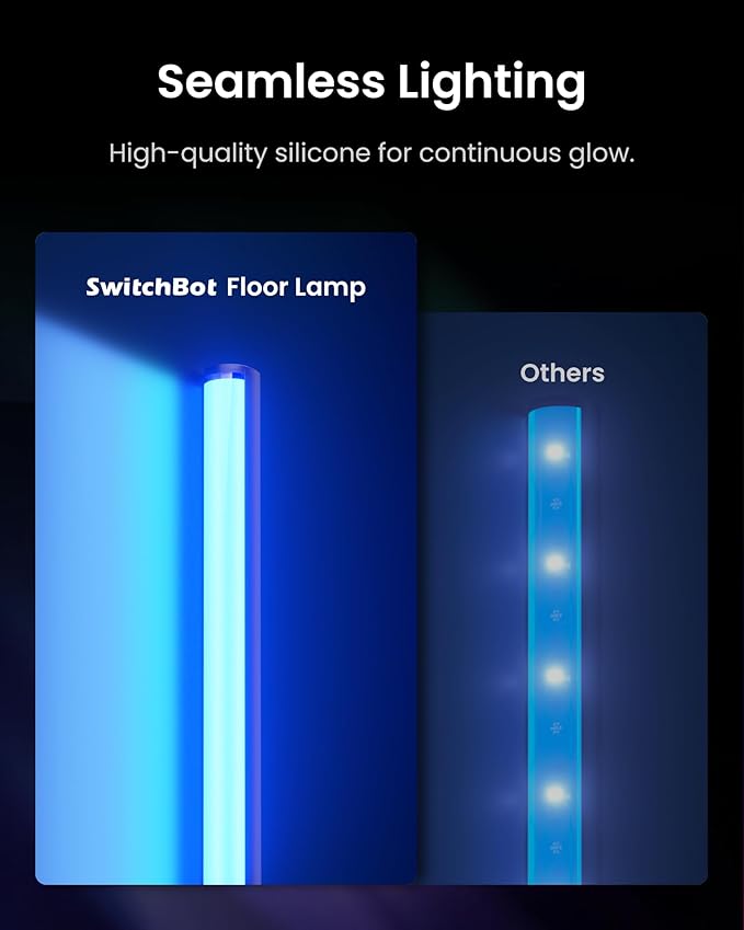 SwitchBot Floor Lamp with Matter, RGB, Warm Cool White, Corner Floor Lamp Compatible with Apple Home, Alexa, Google Home, 1200lm, Music Sync, Scene Modes, 16 Million Colors for Living Room Bedroom