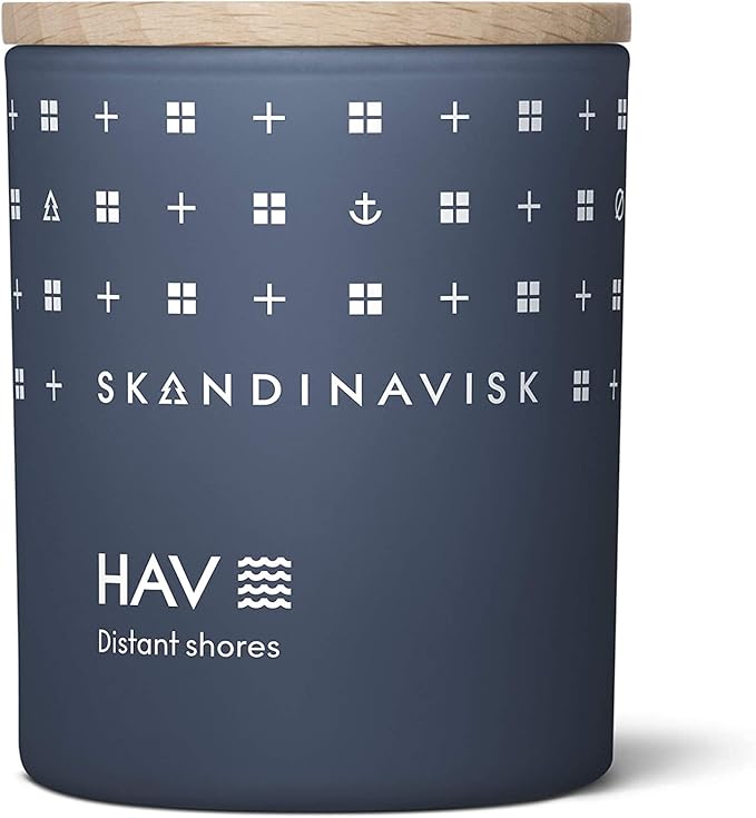 Skandinavisk HAV 'Sea' Scented Candle. Fragrance Notes: Salt Spray and Sea Kelp, Hawthorn and Beach Rose. 7.0 oz.
