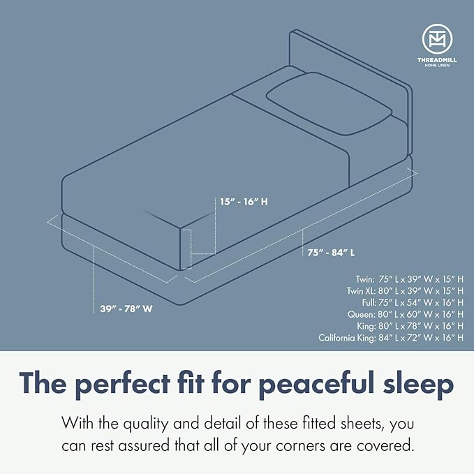 Threadmill 100% Cotton Sheets for King Size Bed - 600 Thread Count King Bed Sheets Set with 16” Deep Pocket - Damask Stripe Sateen Weave 4-Piece Bedding Set with Cooling Effect, Ivory