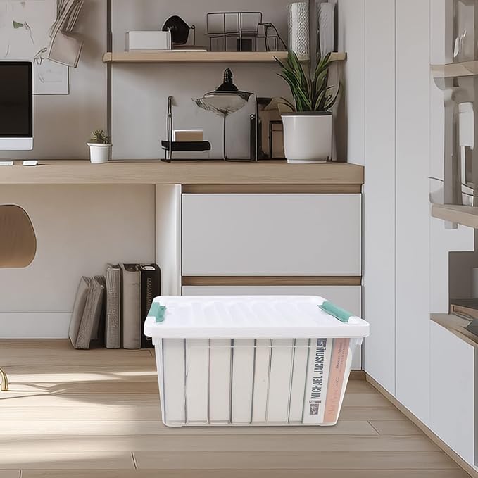 6 Packs 35 L Clear Plastic Stackable Storage Container, Storage Bins with Lids