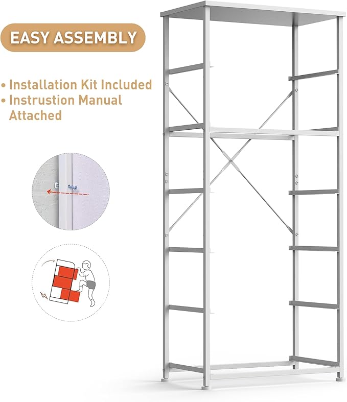 Tall Fabric Dresser for Bedroom, Vertical Storage Organizer Tower with 6 Drawers, Chest of Drawers with Bins, Steel Frame, Wood Top for Bedroom, Closet, Entryway Light Grey