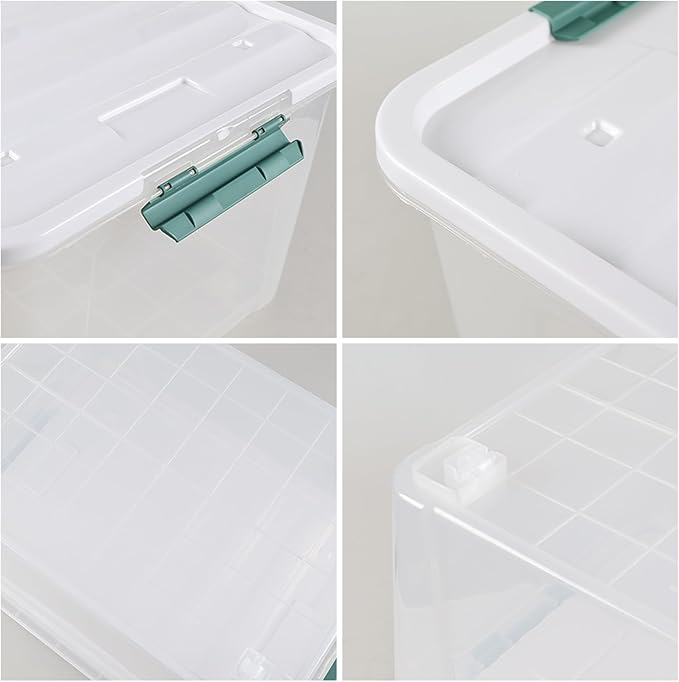 Readsky 85 Quart (21 Gallon) Clear Plastic Storage Bins with Wheels, Large Latching Boxes with Lids, 4 Packs