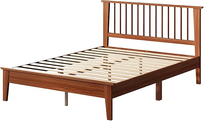 MUSEHOMEINC Solid Wood King Size Bed Frame with Headboard, Mid Century Modern Style,Wooden Slat Support, No Box Spring Needed, Large Under Bed Storage, Easy Assembly (King)
