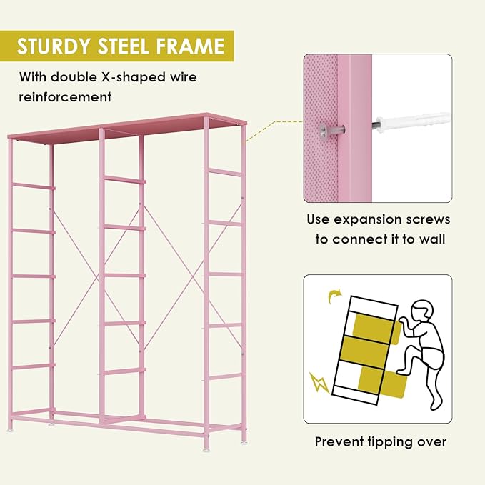 Arlopu 12-Drawer Dresser, 35.2’‘ Widened 6-Layer Fabric Storage Tower w/Textured Print Fabric Bins, Tall Chest Organizer Unit for Living Room, Hallway, Nursery, Closets, Adjustable Feetpad