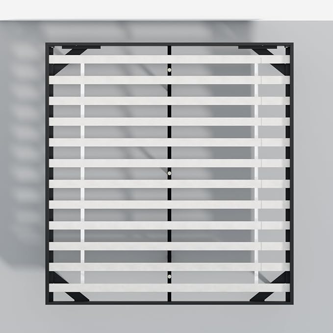 HavenWood Modern Solid Wood Platform Bed Base with Inset Wood Legs – No Box Spring Needed,Fast Assembly – King Size in Black (No Headboard)