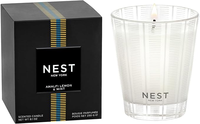 NEST New York Scented Classic Candle, Amalfi Lemon & Mint - 8.1 oz - Up to 60-Hour Burn Time - Reusable Glass Vessel