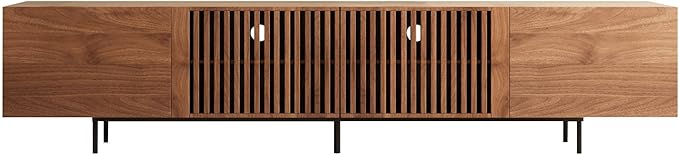Mid Century Modern TV Stand for 80+ Inch TVs, 94.48" Walnut Console with Ample Storage – Stylish Entertainment Center for Living Room or Bedroom