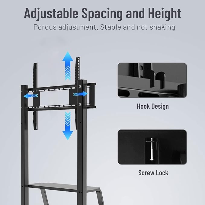 Mobile TV Cart,JYXOIHUB, Rooling TV Stand with Wheels for 60 to 100 Inch LCD LED OLED Plasma Flat Panel Screens up to 330lbs AVA1500-60-1P (Black)