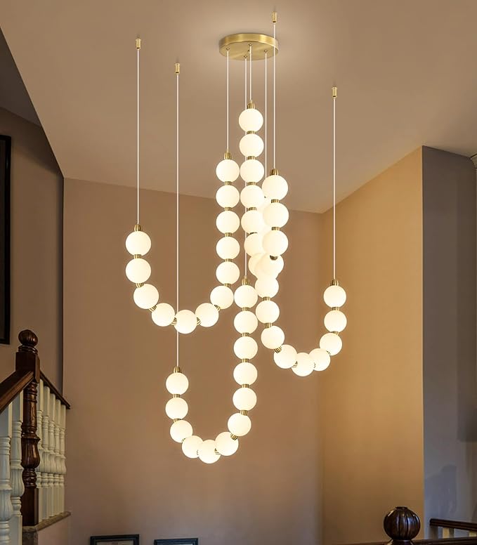 Modern Chandeliers LED Dimmable Light Acrylic Balls Ceiling Pendant Lighting for Living Room Dining Room Bedroom Adjustable Hanging Lights 90 Watts Gold Lamp