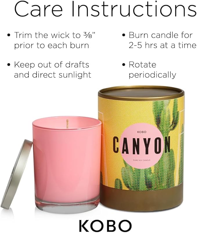 KOBO Canyon Scented Candle for Home (11 oz) – 100% Pure Soy Candle – 80-Hour Long-Lasting, Clean Burn Time – All Natural, Vegan, Non-GMO