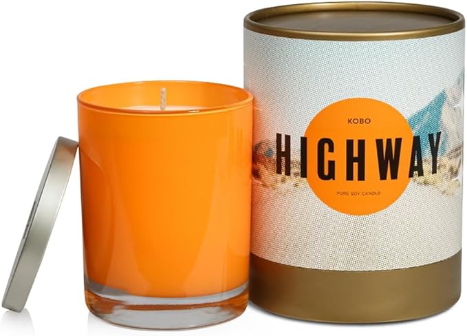 KOBO Highway Scented Candle for Home (11 oz) – 100% Pure Soy Candle – 80-Hour Long-Lasting, Clean Burn Time – All Natural, Vegan, Non-GMO
