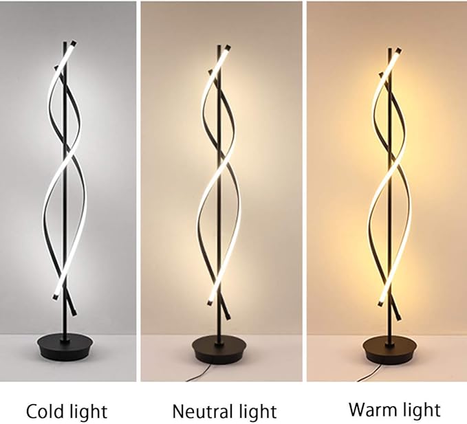 ADISUN 40W LED Modern Floor Lamp Remote Control Dimmable Spiral Floor Lamp Indoor Tall Lamp Floor Lamp for Living Rooms Family Rooms Bedrooms Offices Lighting (Black)
