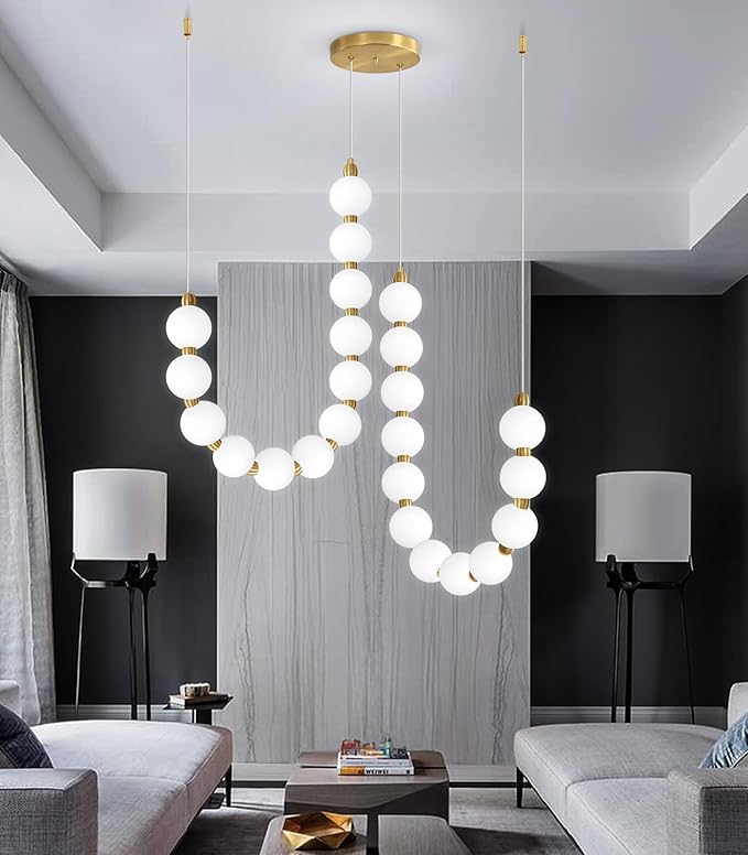 Modern Chandeliers LED Dimmable Light Acrylic Balls Ceiling Pendant Lighting for Dining Room Living Room Bedroom Adjustable Hanging Lights 45 Watts Gold Lamp