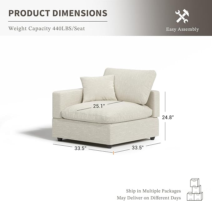 Modular Sectional Sofa Couch for Living Room, Convertible Upholstered Comfy Couches Deep Seat Sofa | Removable & Washable Cushion Covers, Filled with Down Cotton | Free Combination Sleeper Sofa Bed