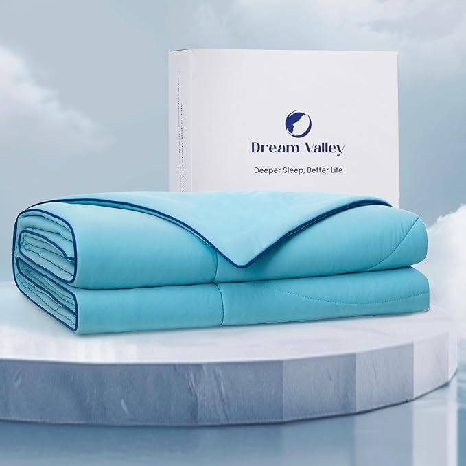 Dream Valley®Outlast®Deepsleep Cooling Comforter, Full/Queen Size, NASA-Grade Space Technology Cooling Blanket for Hot Sleepers Night Sweats, Q-Max > 0.45 Aerocool™Breathable, Dream Blue, 90"x90"