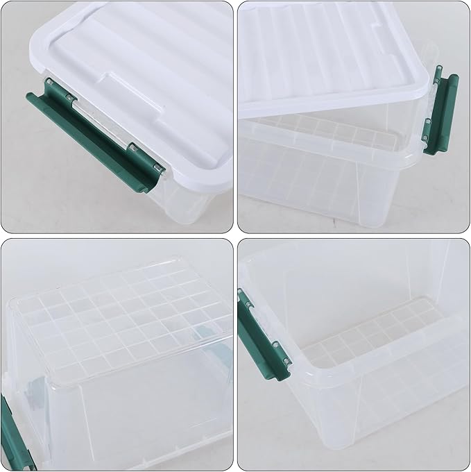 20 Quart Clear Storage Latch Box, Set of 6 Plastic Storage Containers with Lids
