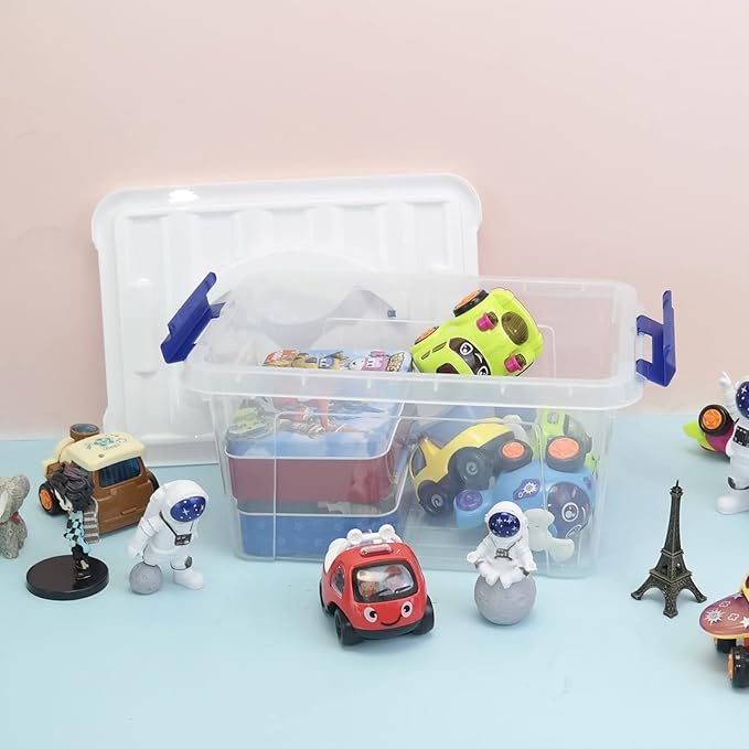 6 Quart Plastic Storage Boxes, 6 Pack Clear Storage Bins with Lids