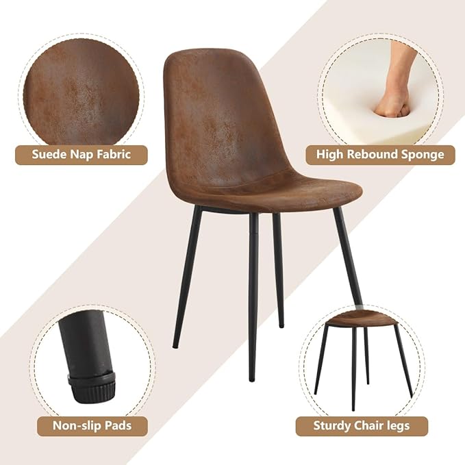 7 Piece Dining Table Set，Dinner Table Set for 6，71'' Kitchen Table and Suede Nap Fabic Chairs Set of 6，6 Chair Dining Table Set for Kitchen Dining Room