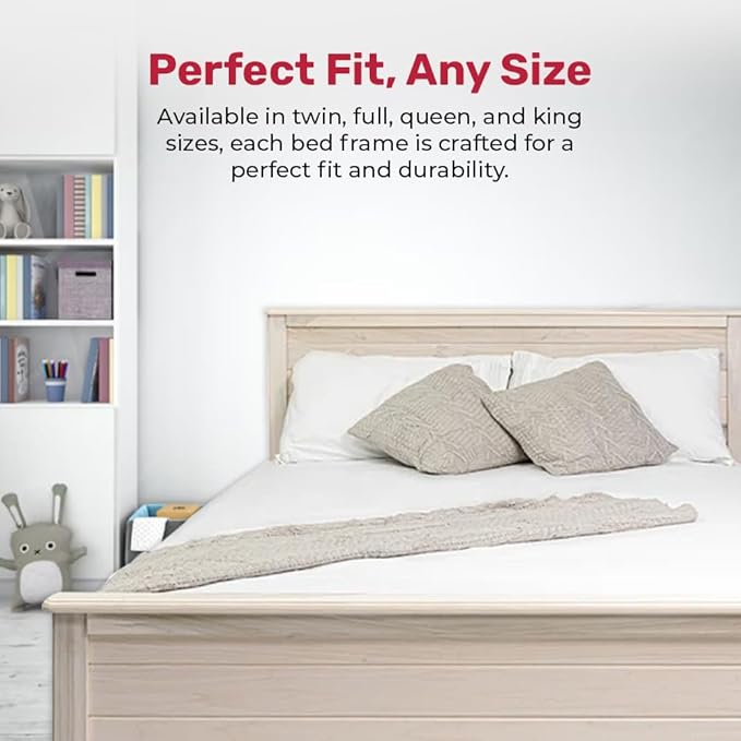 Solid Hardwood Deluxe Platform Bed Frame, Headboard, Footboard & Slats, Quality Crafted in Pennsylvania, USA from Poplar by Mennonite Artisans, No Box Spring Needed, Easy Assembly