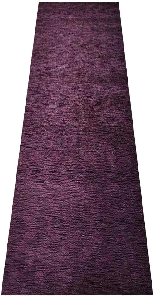 Hand Knotted Loom Wool ECO-Friendly Area Rugs - 2'6"x8', Runner, Purple Color, Solid Plain Design, High Pile Handmade Anti Skid Area Rugs for Living Room, Bed Room (L00111)