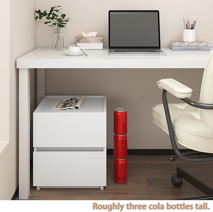 Nightstands Set of 2, Small Dresser for Closet, Sofa Side Table with Drawers for Small Spaces Wooden Bedside Tables, White Modern Storage Cabinet for Bedroom. Entryway, 15.8 in