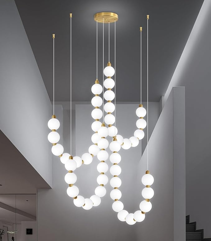 Modern Chandeliers LED Dimmable Light Acrylic Balls Ceiling Pendant Lighting for Living Room Dining Room Bedroom Adjustable Hanging Lights 90 Watts Gold Lamp