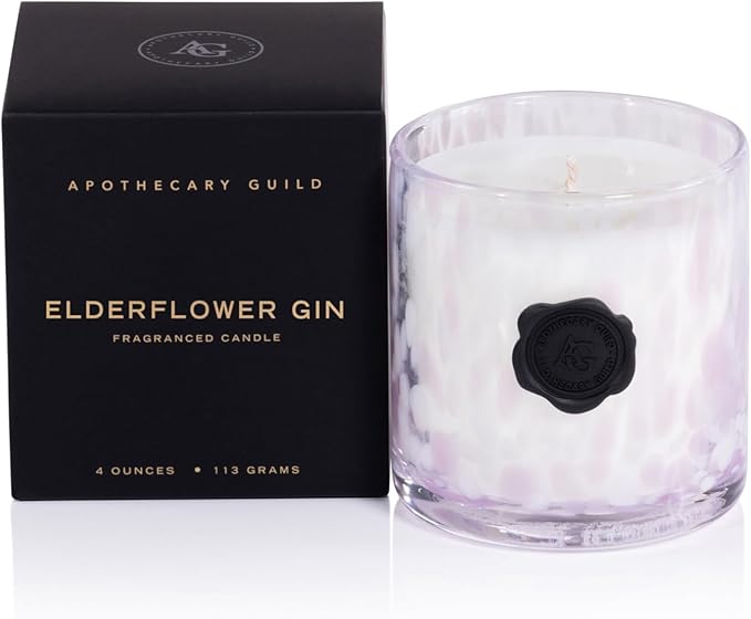 Zodax Apothecary Guild Scented Opal Glass Jar Candle in Gift Box- 4 oz - Elderflower Gin