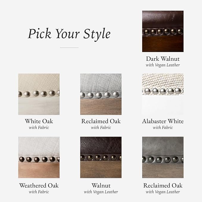 Maven Lane Pullman Counter Stool 26 Inches – Set of 2 – Swivel Stools with Footrest – Cream Solid Wood Frame & Natural Fabric Upholstery – Perfect for Kitchen Islands & Counters