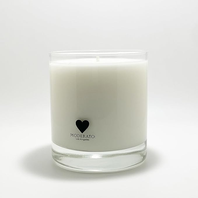 MODERATO Los Angeles No.00 Blanc – Luxury Unscented Candle, Ideal for Dinner & Meditation, Natural Coconut Wax, Crystal Clear Glass -8.5oz