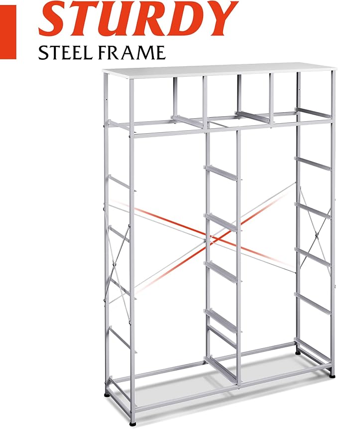 WLIVE Storage Organizer Unit with 13 Fabric Bins, Storage Drawers Organizer with Steel Frame, Tall Storage Tower Organizaton for Living Room, Hallway, Office, White