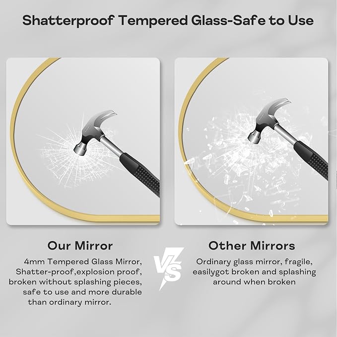 28" x 36" Gold Arched mirror, Large Arch Bathroom Vanity Wall Mirror, Modern Aluminum Alloy Metal Frame Arch Mirror for Bathroom, Living Room, Bedroom, Entryway, Tempered Glass, Shatter Proof