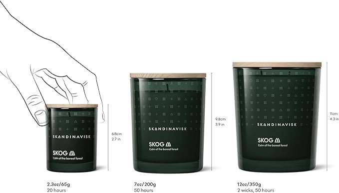 Skandinavisk Skog 'Forest' Scented Candle with 2 Wicks, Special Edition, Scent Notes: Pine Needles and Fir Cones, Birch Sap and Lily of The Valley, Vegan Formula, 12.3 oz.