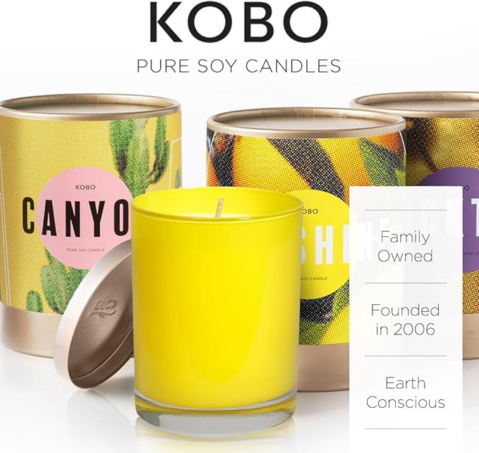 KOBO Sunshine Scented Candle for Home (11 oz) – 100% Pure Soy Candle – 80-Hour Long-Lasting, Clean Burn Time – All Natural, Vegan, Non-GMO