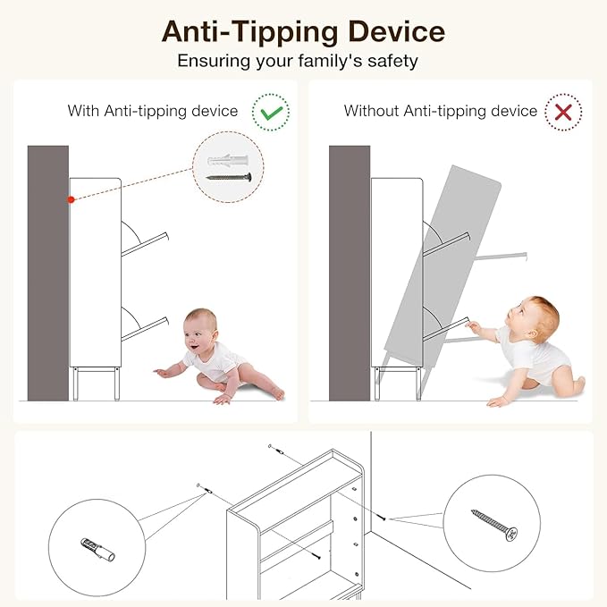 Shoe Storage Cabinet for Entryway with 2 Flip Drawers, Narrow Wood Shoe Cabinet with Fluted Panel, Freestanding Hidden Shoe Organizer for Foyer, Hallway (Wood Color)
