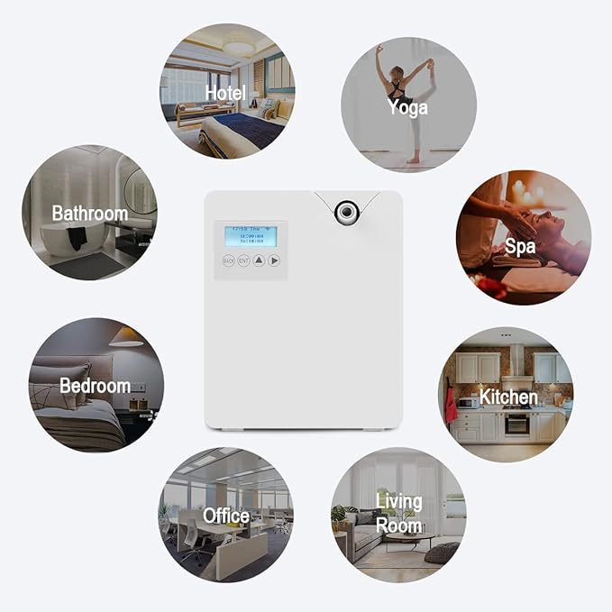 Smart Scent Air Machine for Home, Bluetooth & WiFi Hotel Scent Diffuser with Cold Air Tech, 300ML Waterless Essential Oil HVAC Scent Diffuser for Large Room, Office(White)