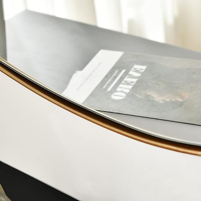 Asymmetrical Mirror for Wall Decor 17.5"*22.5", Modern Brass Framed Wall Mirror for Living Room Bathroom Bedroom Entryway ELE-STOU-0066G