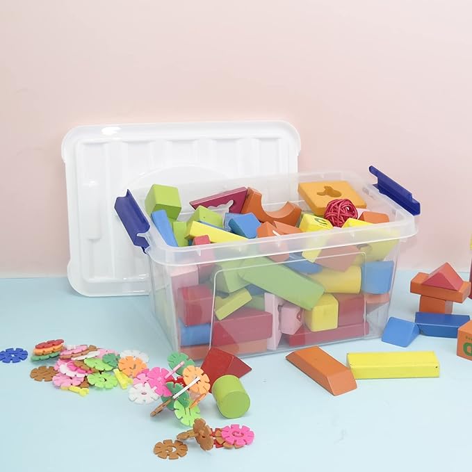 6 Quart Plastic Storage Boxes, 6 Pack Clear Storage Bins with Lids