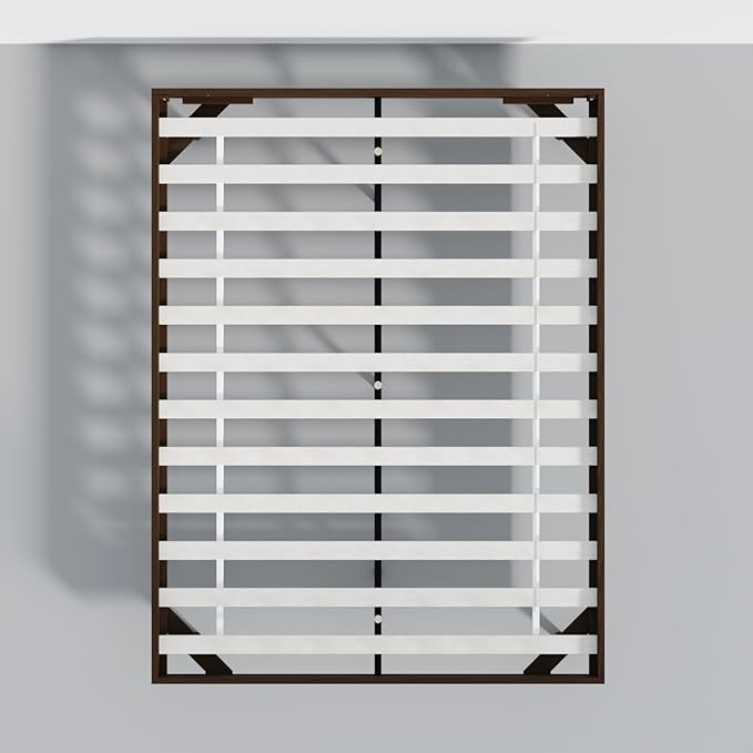 HavenWood Modern Solid Wood Platform Bed Base with Inset Wood Legs – No Box Spring Needed,Fast Assembly – Queen Size in Walnut (No Headboard)