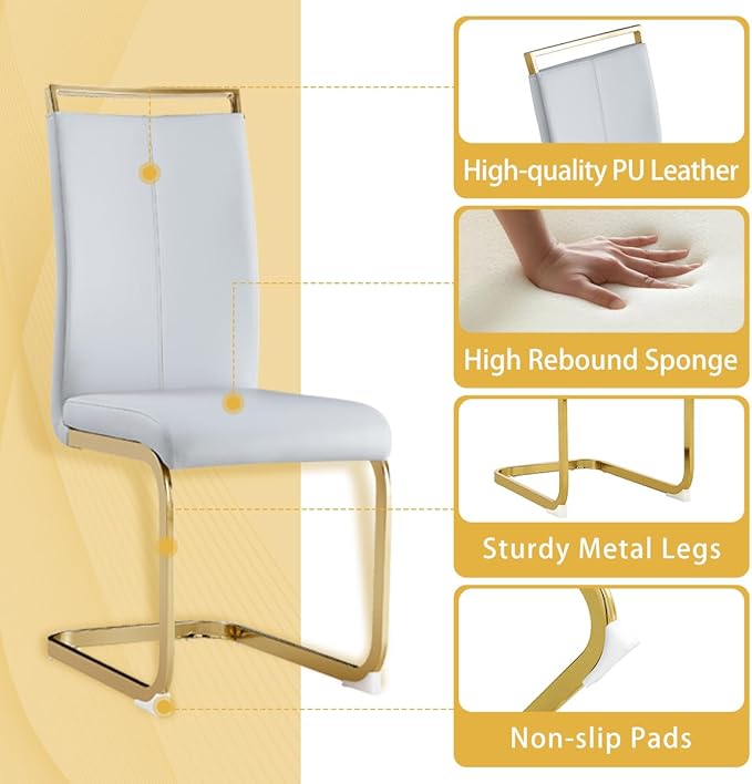 71'' Dining Table Set for 8， Faux Marble Dining Table Set for 8, Kitchen Table Set for 8 with PU Leather Chairs for Kitchen, Dining Room,Easy to Assemble