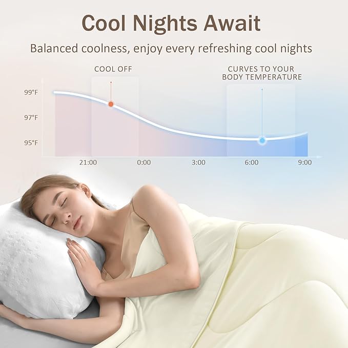 Cooling Blanket Comforter Hot Sleepers Twin/Twin XL Soft Cooling Blanket, Double-Sided Cool Bedding for Night Sweats, All-Season Lightweight Comforter(68 * 90inch, Snow Ivory)
