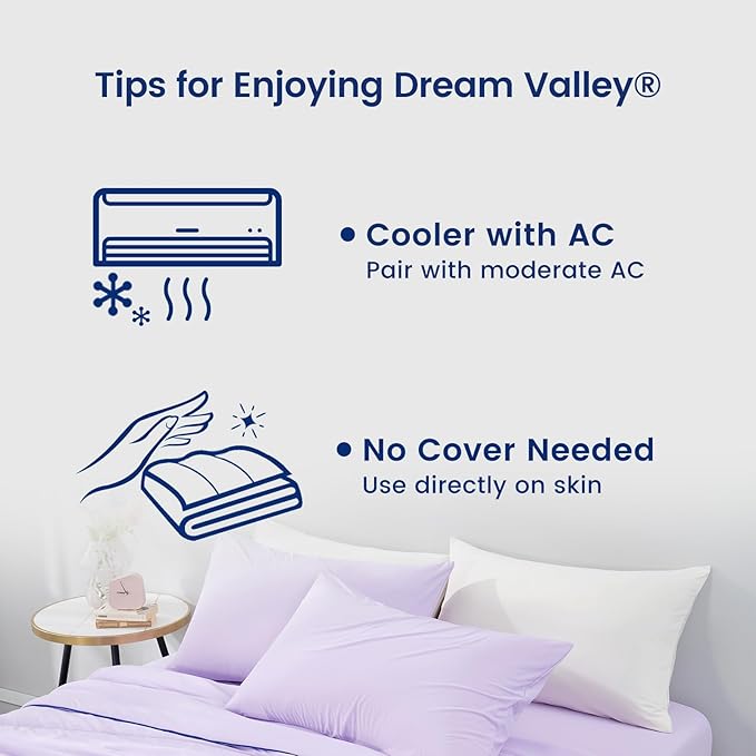 Dream Valley®Outlast®Cooling Comforter, NASA Temperature Regulation Technology Cooling Blanket, Q-Max > 0.4 Everlasting Cooling for Night Sweats, Hot Sleepers,Lavender Fog, Queen90 x90
