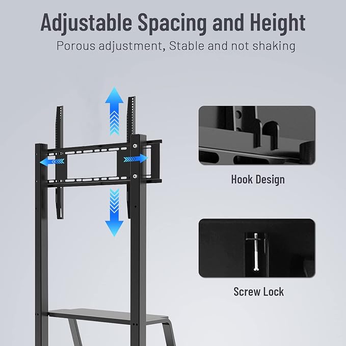 Mobile TV Cart,JYXOIHUB, Rooling TV Stand with Wheels for 32 to 70 Inch LCD LED OLED Plasma Flat Panel Screens up to 100lbs AVA1500-60-1P (Black)