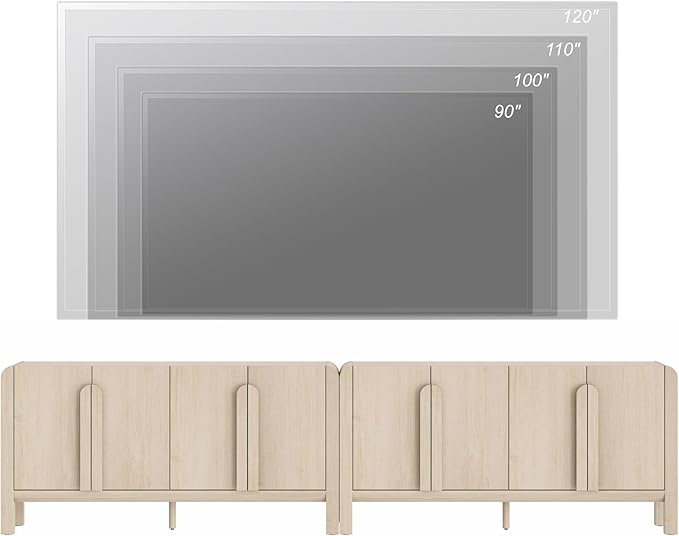 WAMPAT Modern TV Stand for TVs Up to 120 inches, 126" W Farmhouse Entertainment Center with Adjustable Shelf and 4 Doors, Media Console Table TV Cabinet for Living Room, Light Oak