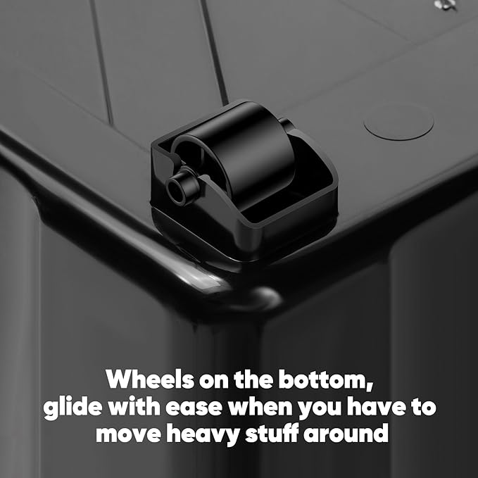 Nazhura 72 Quart Plastic Storage Bin, Stackable and Nestable Storage Boxes with Yellow Lids and Secure Latching Buckles, Large Storage Container (Black/Yellow, 72Quart-4Pack)