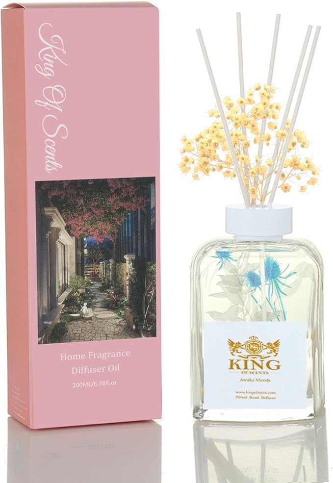 Reed Diffuser (200ml) Reed Diffuser Set,Reed Diffuser & Oil Diffuser Sticks with Flower, Aromatherapy, Home & Kitchen Decor,Fragrance and Gifts (Norwegian Forests)